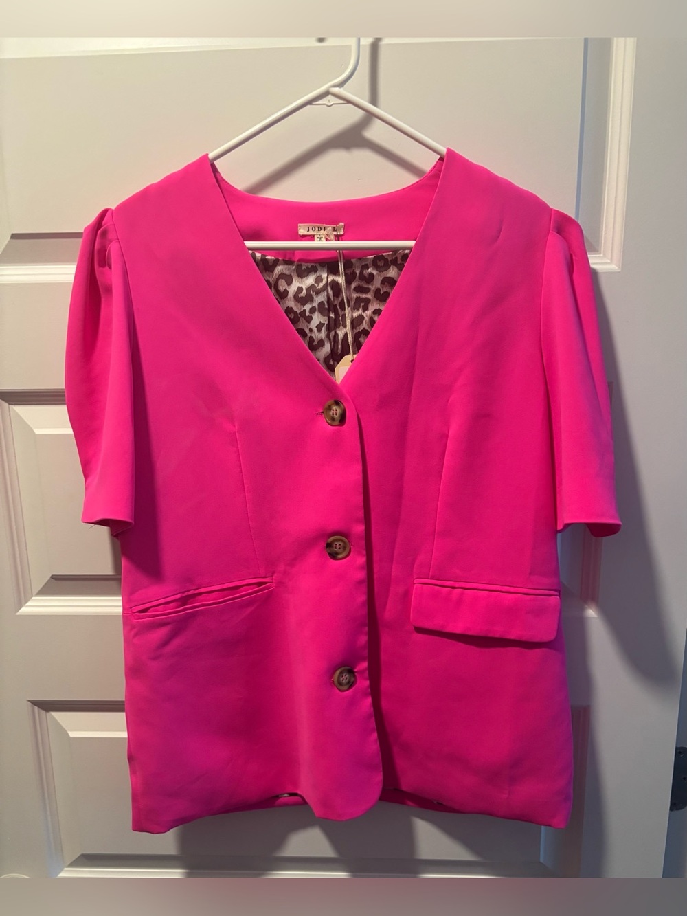 NWT JODIFL Hot Pink Puff-Sleeve Blazer Size L